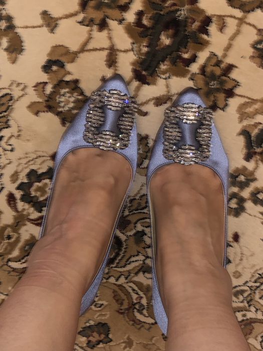 Туфли атласные на каблуке