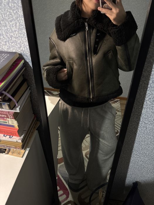 Дубленка.Цвет хакки.