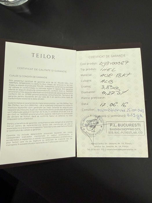 Vand inel de logodna cu diamante Teilor