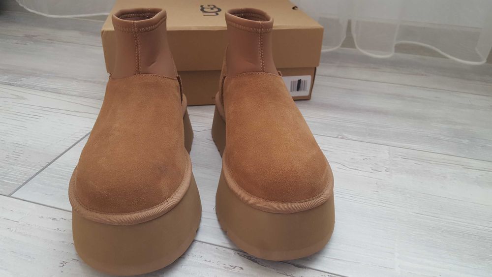 Нови дамски кожени високи боти UGG CLASSIC MINI DIPPER Shestnut р-р 39