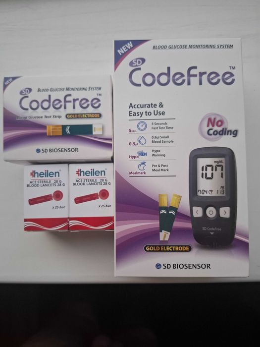 glucometru CodeFree + 60 teste + 50 ace