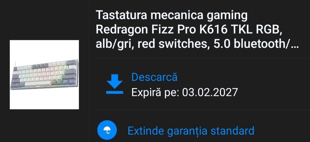 Tastatura mecanica wireless Redragon Fizz Pro