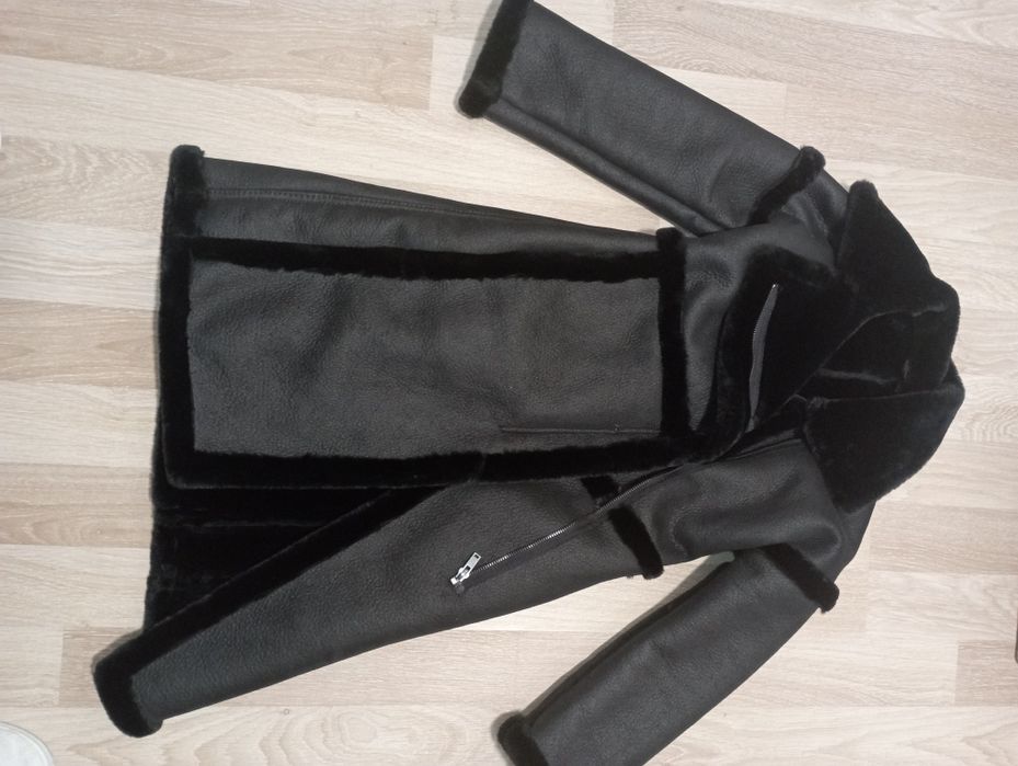 Cojoc VILA  negru îmblănit din piele ecologică mărimea S