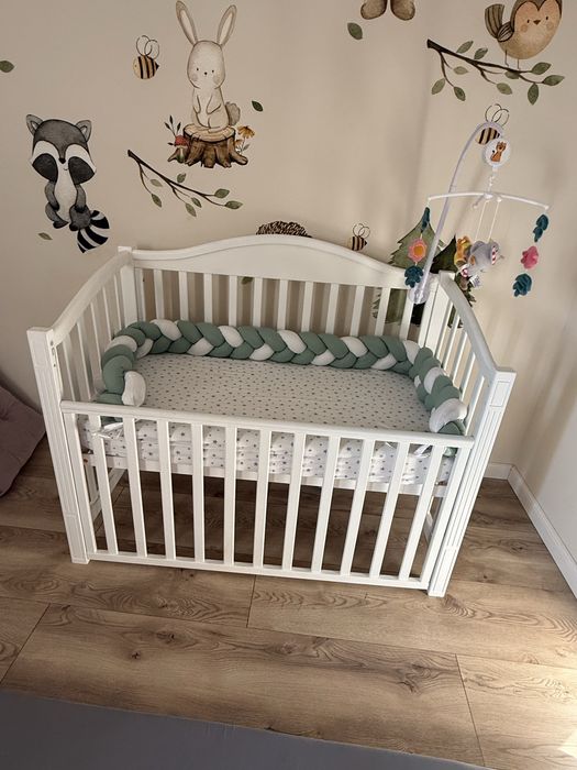Patut bebe lemn masiv cu saltea ikea