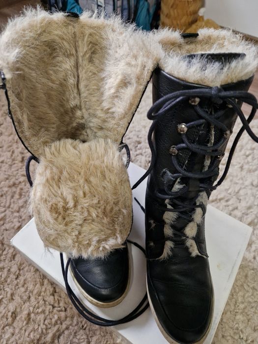 Cizme de damă din piele si blană naturală