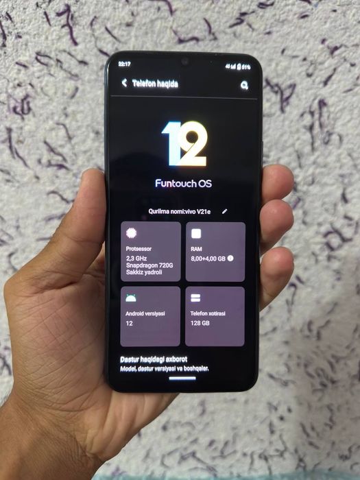 Vivo V21 e
Barmoq izi ekranda Quylay va ju