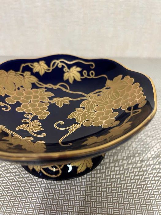 Конфетница цвета кобальт с росписью | Вазочка для сервировки стола