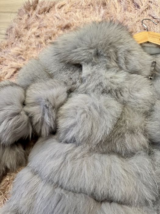 Haina de naturala 3 in 1 de vulpe gri argintie marimea S