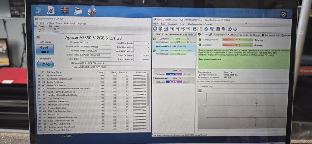 Apacer SSD 512gb m2 nvme и 2.5 Sata