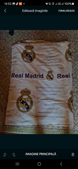 Husa patura pilota Real Madrid bumbac 210×150 cm