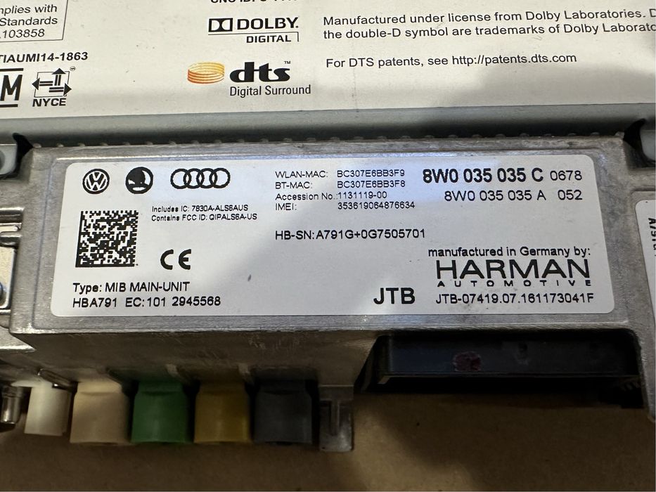 Navigatie : Display / Unitate Audi A4 B9, A5 8W 8.2” : 8W0035035C