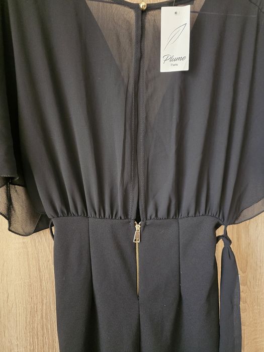 Коктейлна черна копринена рокля