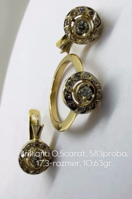 Elegantniy kompkekt brilliantami 3,1mm kajdiy, 10,65гр 585proba