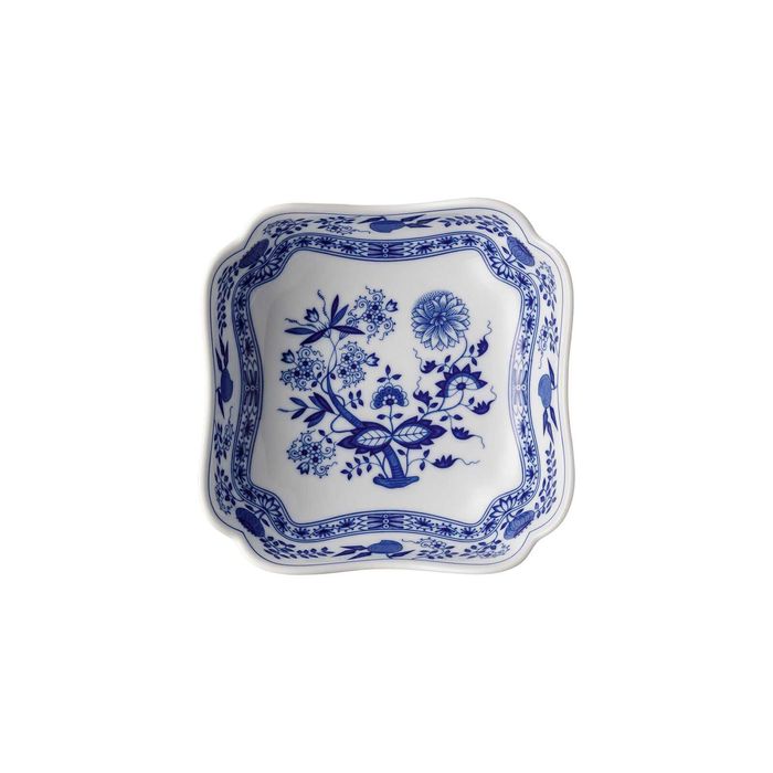 Голяма квадратна порцеланова купа Hutschenreuther с декор син лук