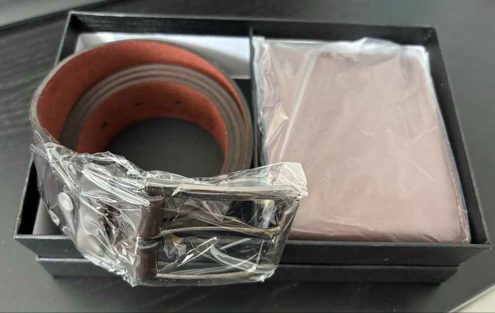 Set cadou bărbați, Star, portofel și curea, maro