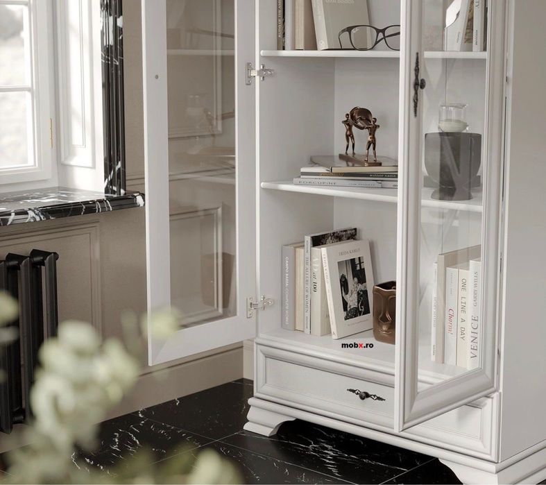 Vitrina alba mdf cu doua usi