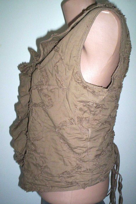 Super bluza Vesta Corset Fancy maro deschis insertii franjurate volane