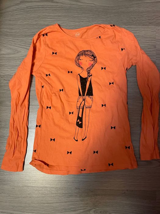 Tricou fete portocaliu maneca lunga 11-12 ani