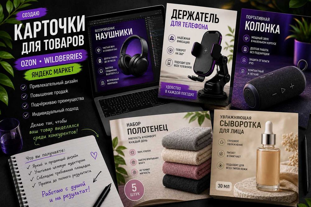 Создание карточек для Ozon, Wildberries и Яндекс Маркета