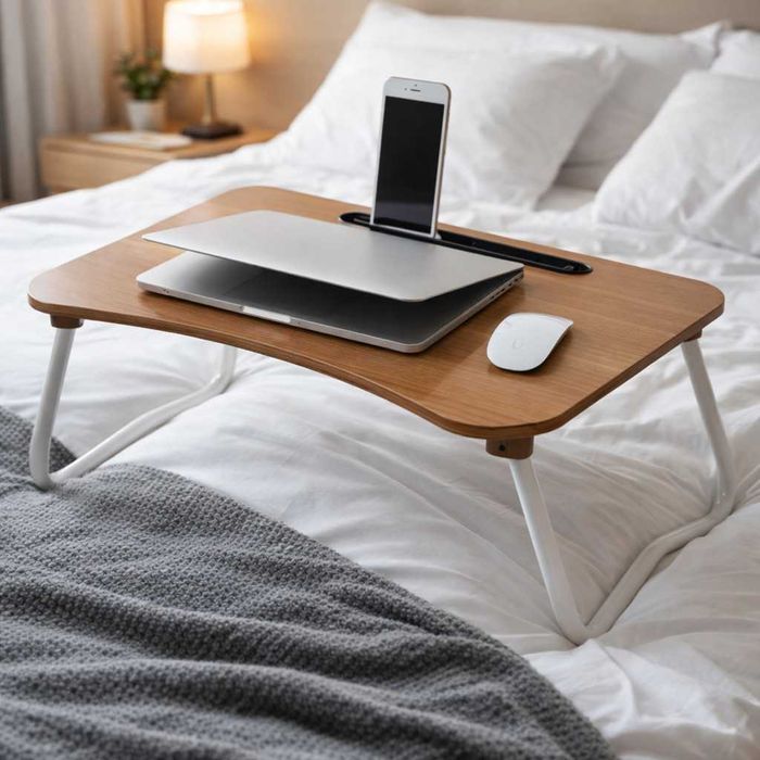 Мултифункционална сгъваема маса за лаптоп или хранене, с поставка.
