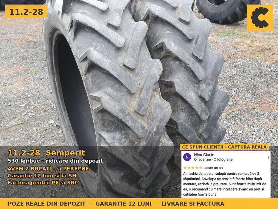 Cauciucuri Anvelope 11.2-28 11.2 28 280/85R28 11.2R28 11228 Semperit Tractor Punte Spate Tractiune SH Second Hand OCAZIE Oferta Pret Bun Reducere