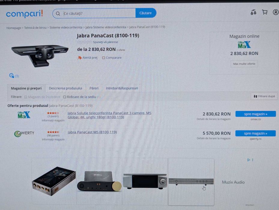 Camera web Jabra PanaCast 180° Panoramic 4K UHD