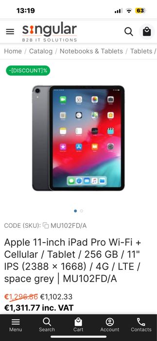 Apple iPad Pro 11“ 256 GB Wi-Fi + Cellular