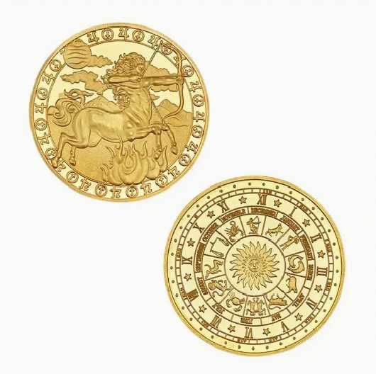Monede cu zodii - placata cu aur 14k !