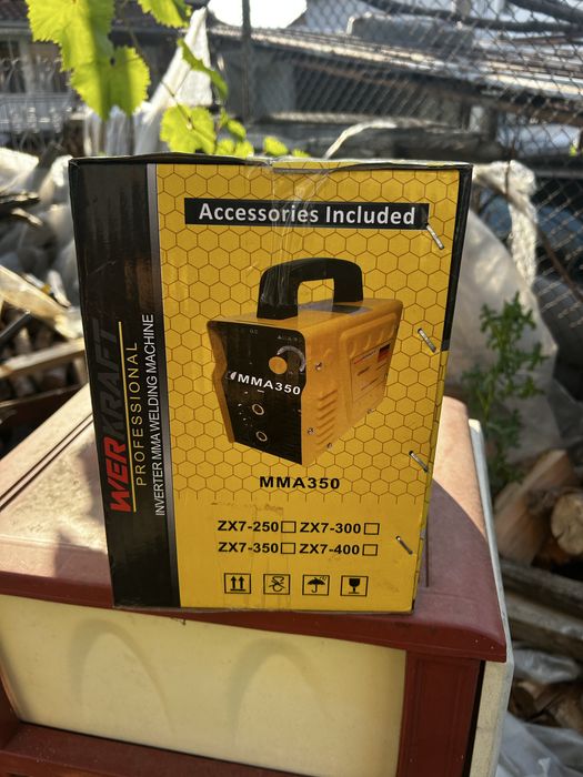 Нов Инверторен Заваръчен Апарат Werkraft MMA-350 + Соларна Маска Kraft Royal