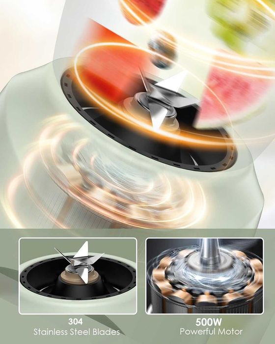 Блендер за сок Cosicosy с кана 1 л без BPA, 500 W, 2 скорости, зелен