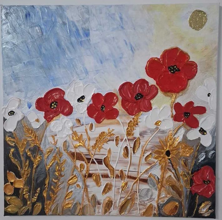 Tablouri canvas lucrate manual in acrilic si relief