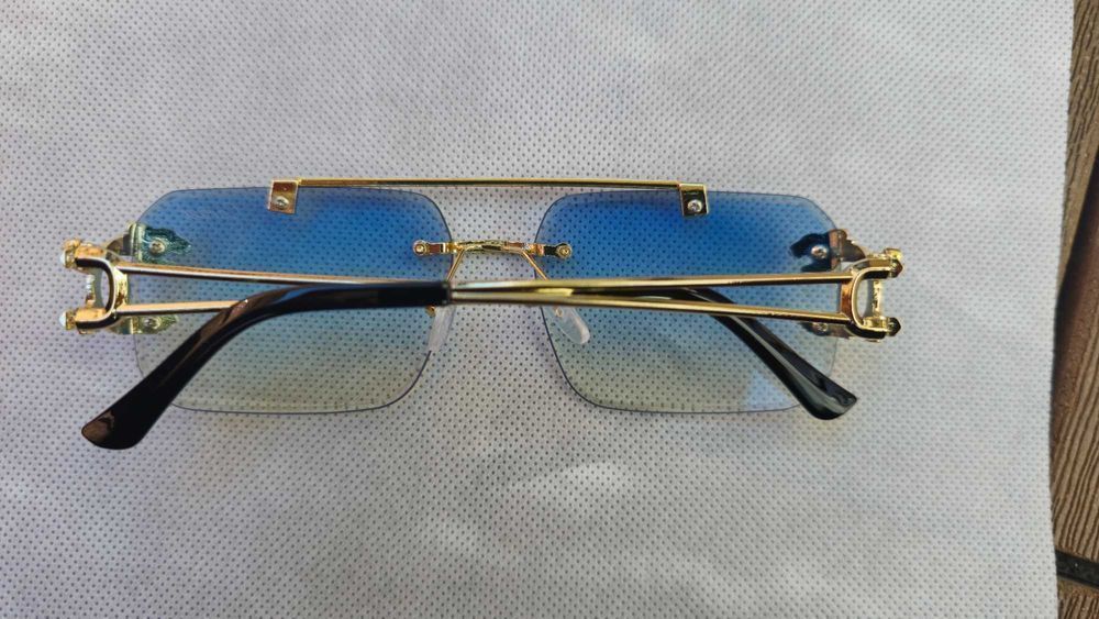 Ochelari de soare Cartier Rimless 8809 lentila albastra