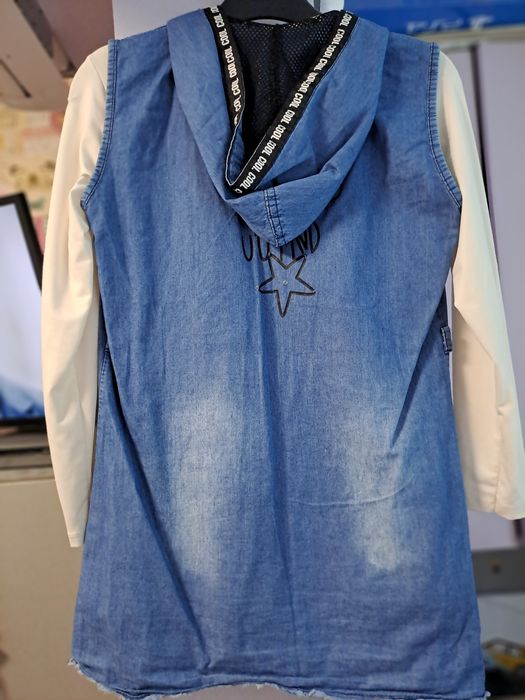 Дънково елече и блуза за момиче