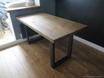 Стол в стиле LOFT с массивной деревянной столешницей