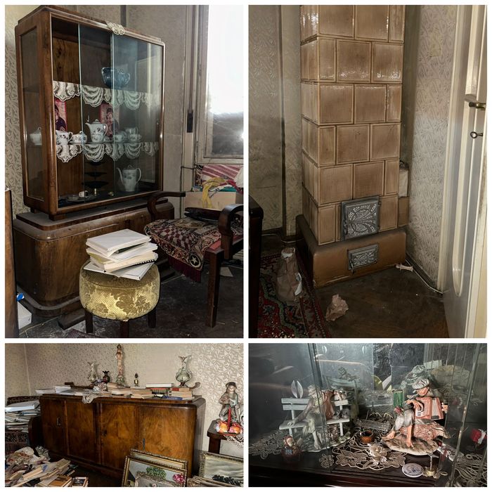 Mobila Veche/Vintage diferita.. (biblioteca bibelouri scaune vitrina soba pat tablouri masa) frigider