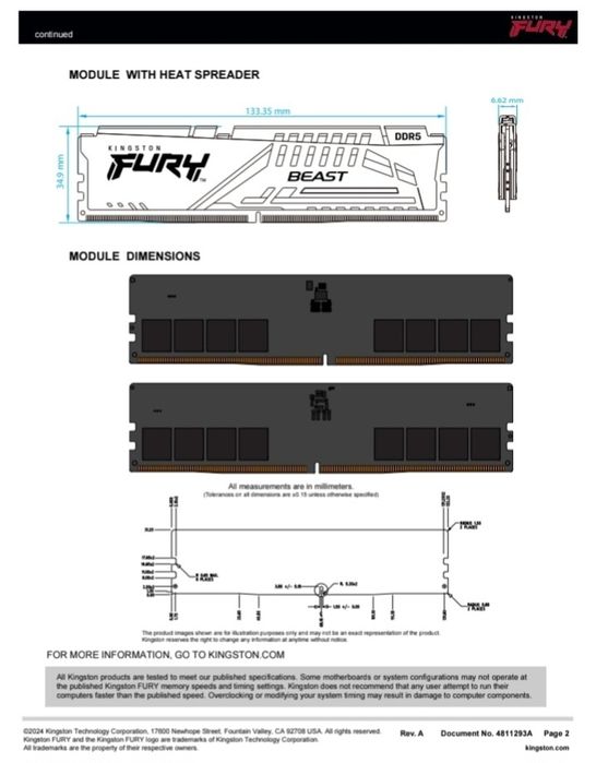 Оперативная память DDR5 Kingston FURY Beast 32GB 6000MT/s CL30