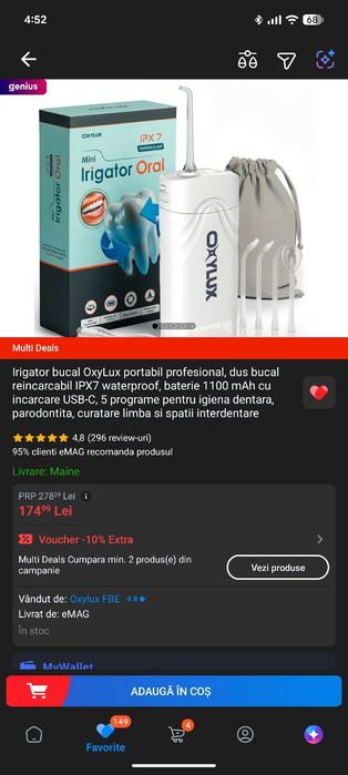 Irigator bucal Oxylux portabil, desigilat