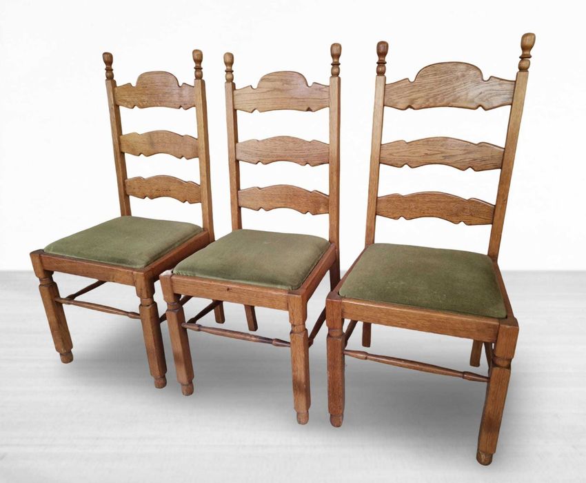 6 броя трапезни столове от масивен дъб