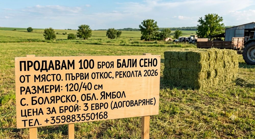 Балирано сено първи откос (2026 г.) – 100 бр. – с. Болярско