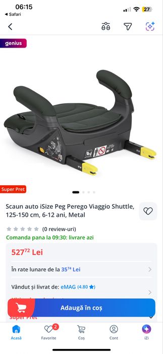 Scaun auto inaltator 125-150 Viaggio Shuttle