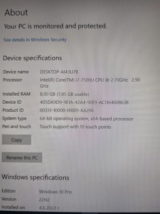Лаптоп HP Spectre x360 13-w004nn с процесор Core i7-7500U, 8GB RAM, 512GB SSD PCIe и Windows 10