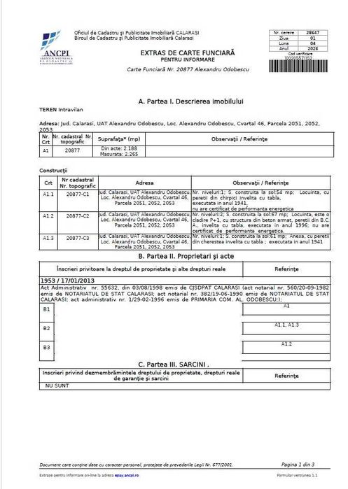 Casă + teren 2188 mp aproape de Lacul Gălățui, Alexandru Odobescu, Călărași