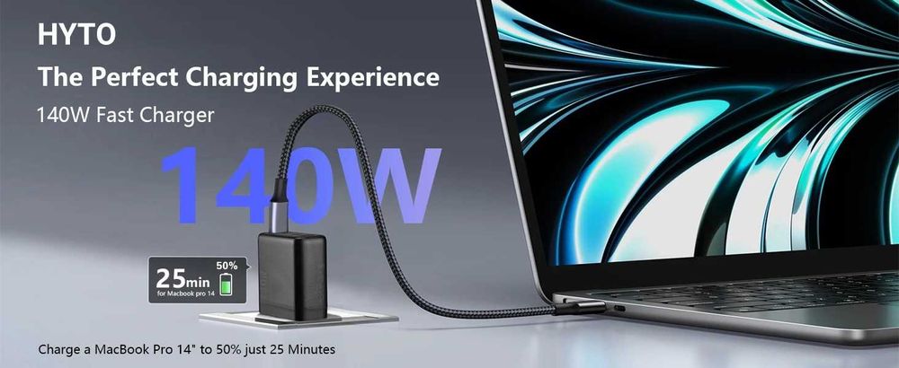 140W GaN PD 3.1 Ултра Бързо Зарядно за Смартфони MacBook Pro и Лаптопи