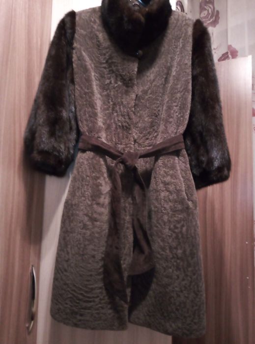 Шуба мутон с норкой