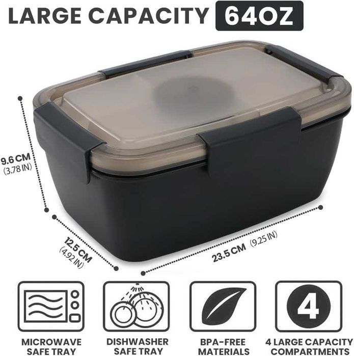 Bugucat Bento Box 2000ML, Кутия за обяд, контейнер с 4 отделения