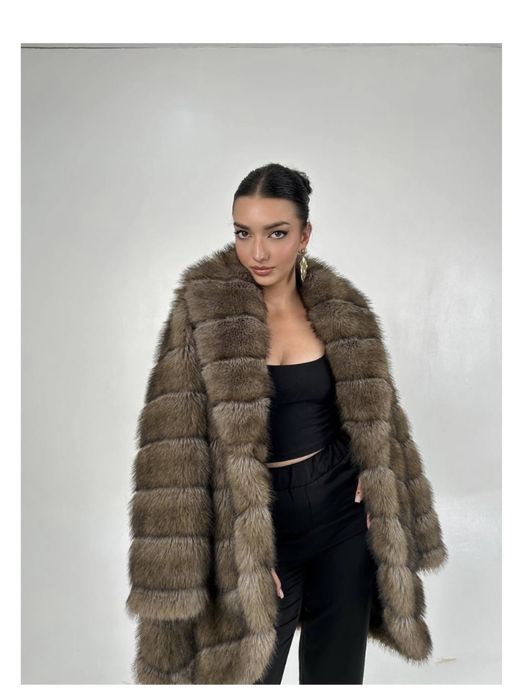 Эко шуба коричневый