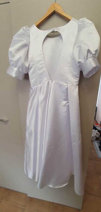 Бяла сатенена рокля  + колан  / White satin dress + belt