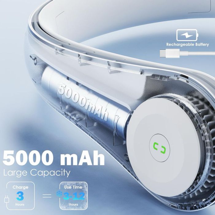 ACELIFE ventilator de gât portabil fără palete 5000 mAh alb