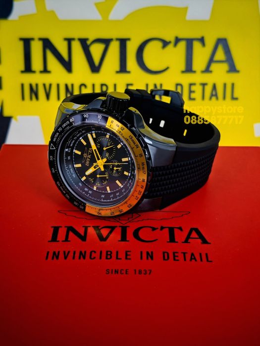 INVICTA Aviator Black/Yellow 50 mm, Инвикта нов ръчен часовник