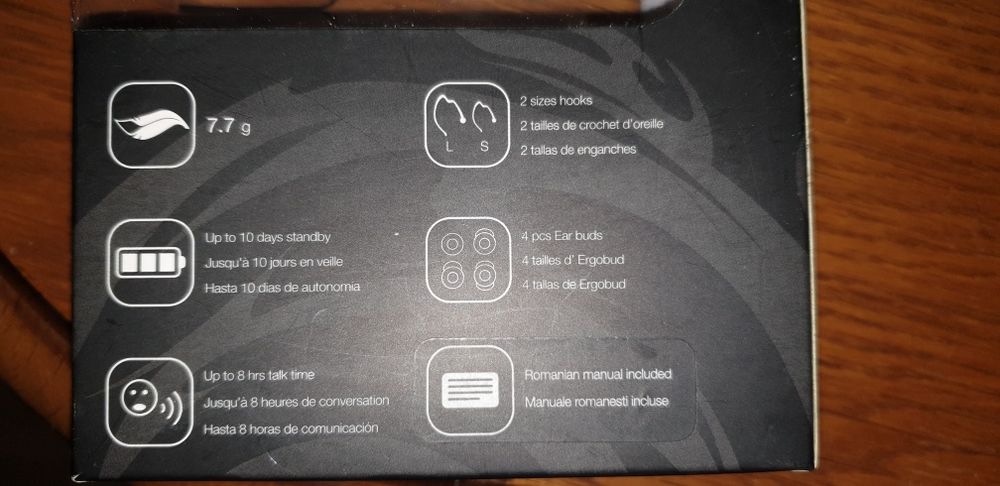 Casca buetooth noua 8 ore de vorbire + incarcator auto 7.7 grame